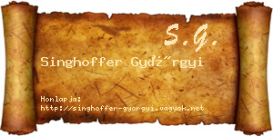 Singhoffer Györgyi névjegykártya